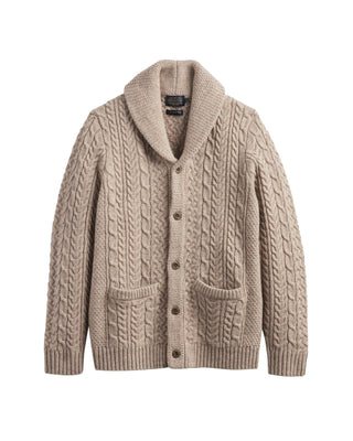 Men's Wool Fisherman Cardigan Wheat Mix