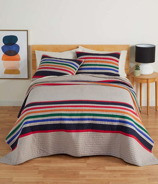 Coverlet Set Twin Yellowstone Stripe Fawn with 1 Pillow Sham