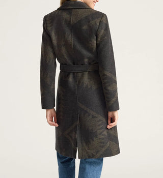 Jacquard Wool Trench Coat In Mirror Lake Olive Design