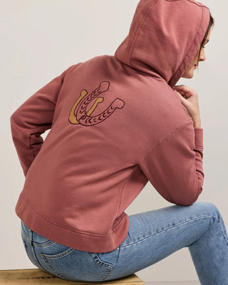 Women's Zip Hoodie Dark Rose With Horse Shoe Graphics