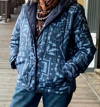 Rock Creek Reversible Hoodie In Navy Harding Ikat Design