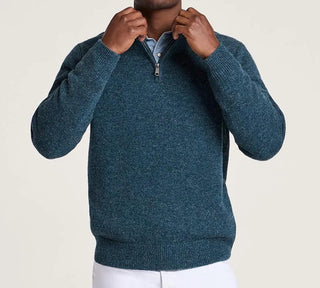 Wool 1/4 Zip Sweater Midnight Green Mix